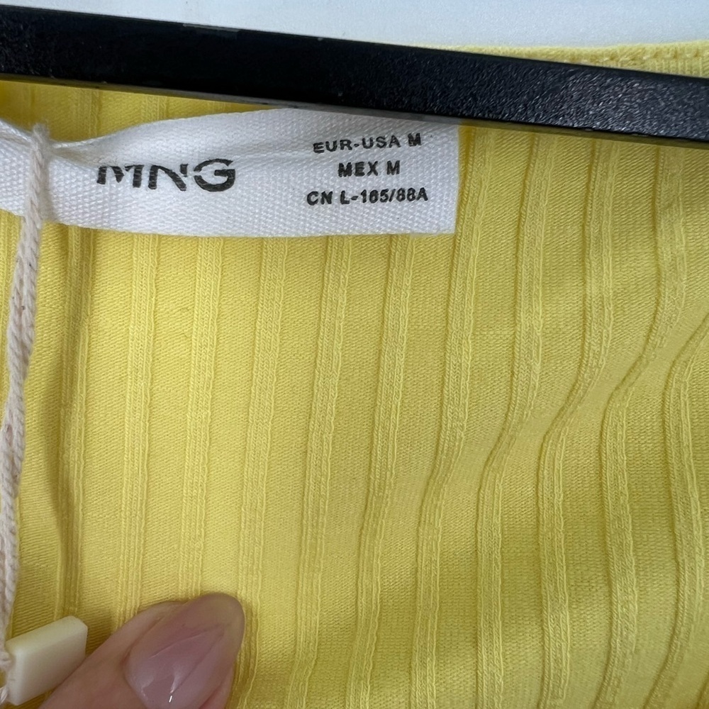 MNG Mango Ribbed Knit Open Front Bottom Slit Cardigan - Picture 3 of 7